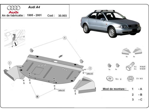 Stalowa Osłona pod silnik Audi A4 B5