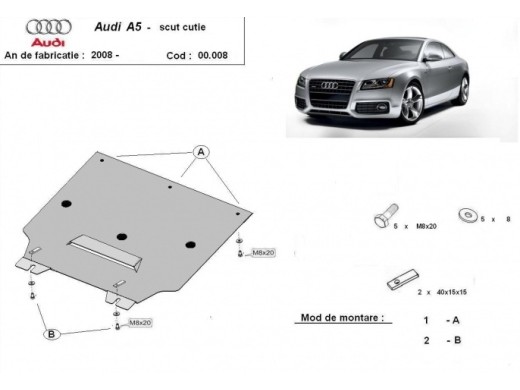 Stalowa Osłona skrzyni biegów Audi A5