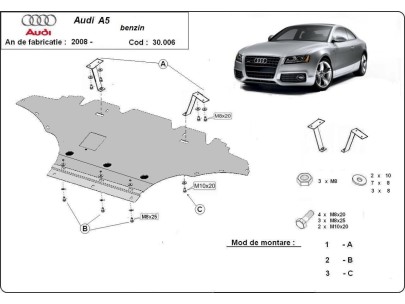 Stalowa Osłona pod silnik Audi A5, benzyna