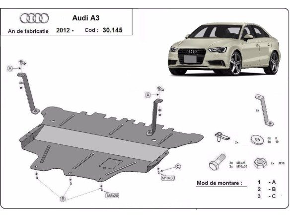 Stalowa Osłona pod silnik Audi A3 (8V)