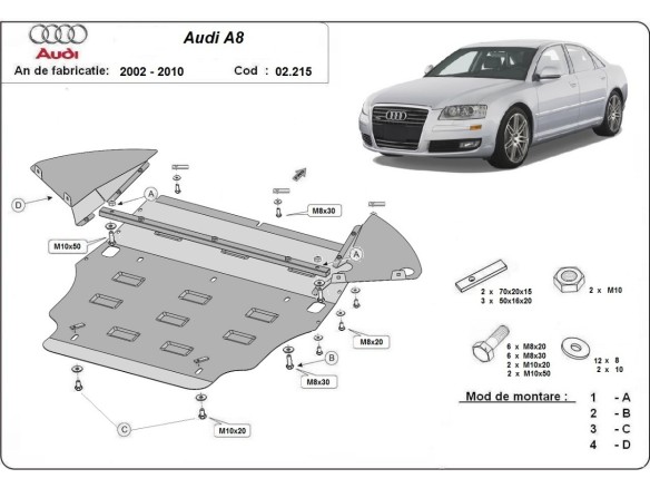 Stalowa Osłona pod silnik Audi A8