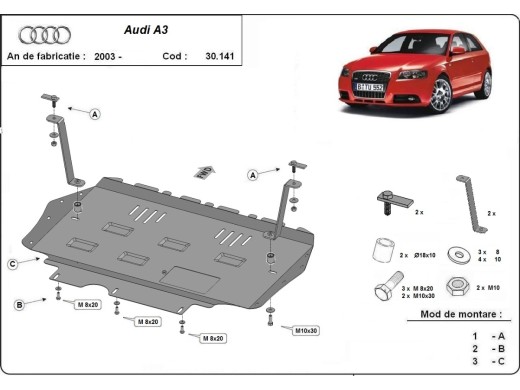 Stalowa Osłona pod silnik Audi A3