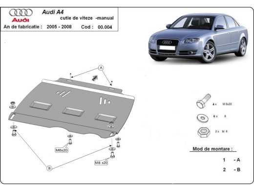 Stalowa Osłona manualnej skrzyni biegów Audi A4 B7 All Road
