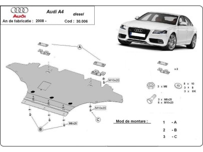 Stalowa Osłona pod silnik Audi A4 B8, diesel