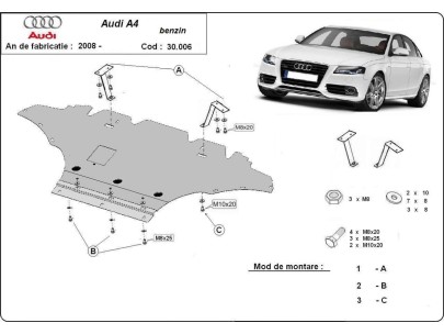 Stalowa Osłona pod silnik Audi A4 B8, benzyna