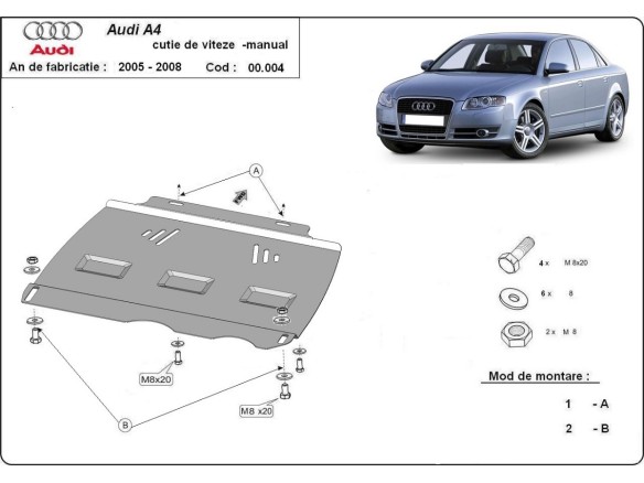 Stalowa Osłona manualnej skrzyni biegów Audi A4 B7