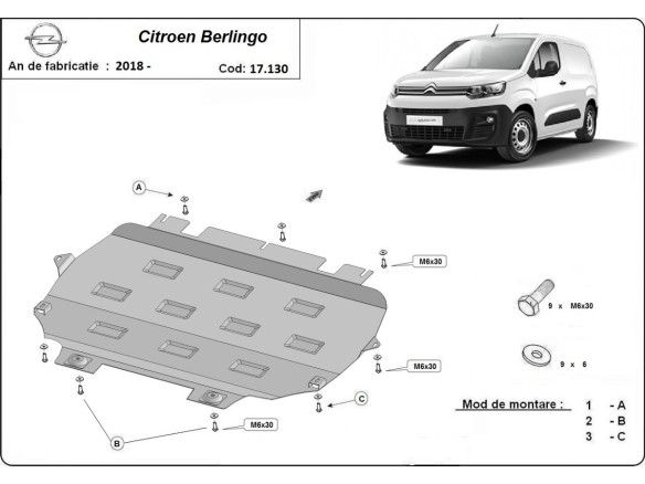 Stalowa Osłona pod silnik Citroen Berlingo