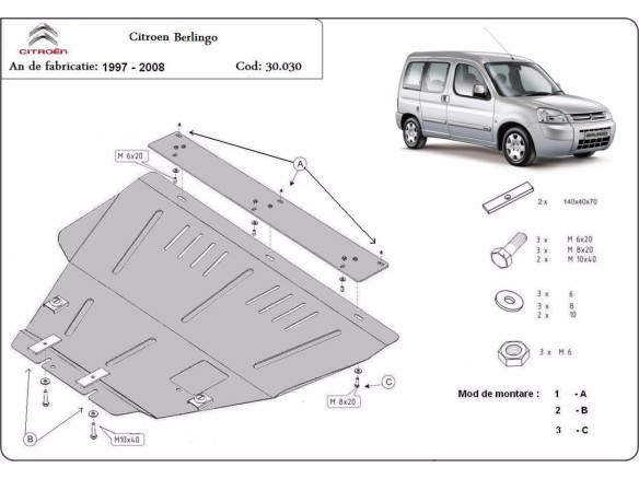 Stalowa Osłona pod silnik Citroen Berlingo