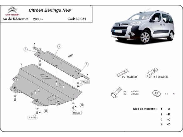 Stalowa Osłona pod silnik Citroen Berlingo