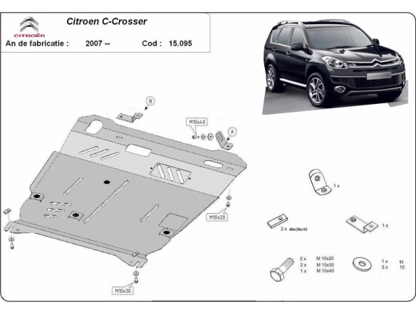 Stalowa Osłona pod silnik Citroen C - Crosser