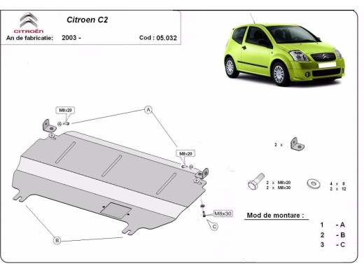 Stalowa Osłona pod silnik Citroen C2