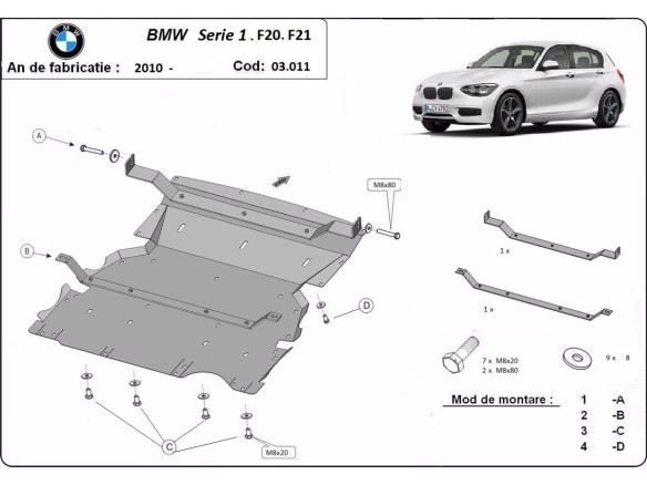 Stalowa Osłona pod silnik BMW Seria 1 F20/F21