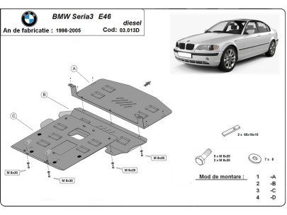Stalowa Osłona pod silnik BMW Seria 3 E46 - Diesel