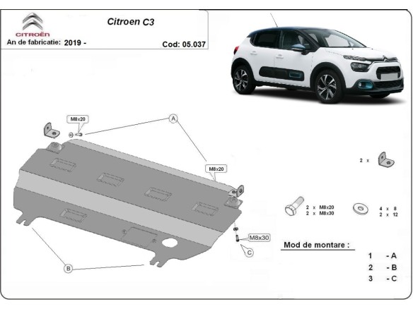 Stalowa Osłona pod silnik Citroen C3