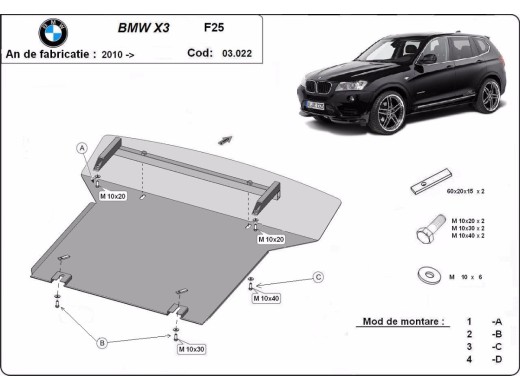 Stalowa Osłona pod silnik BMW X3 - F25