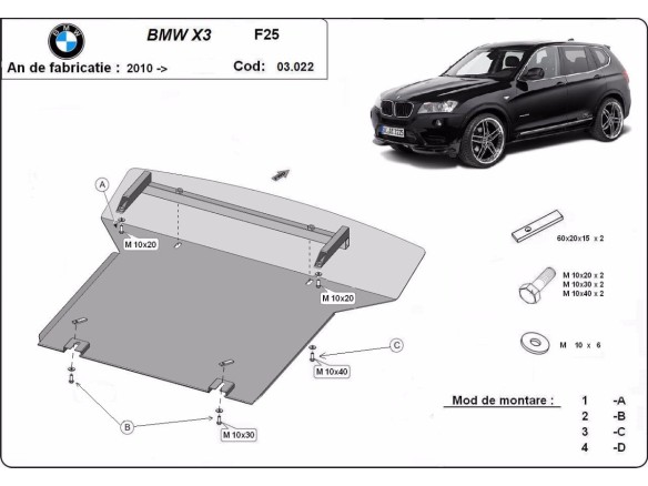 Stalowa Osłona pod silnik BMW X3 - F25