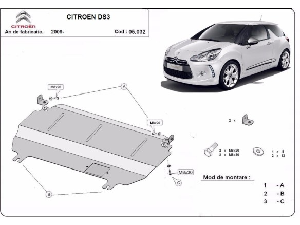 Stalowa Osłona pod silnik Citroen DS3