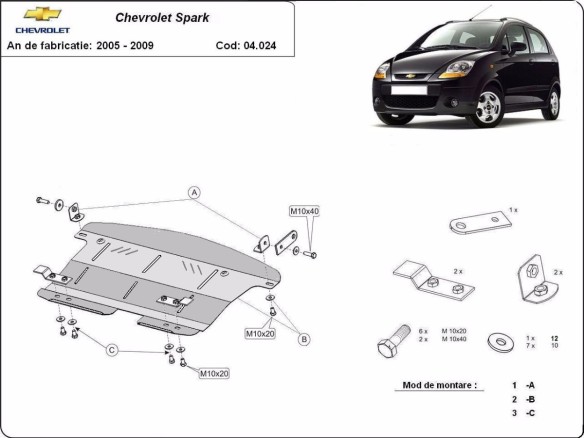 Stalowa Osłona pod silnik Chevrolet Spark