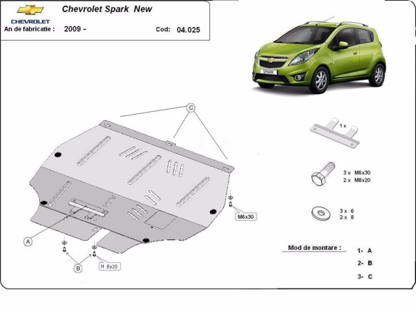 Stalowa Osłona pod silnik Chevrolet Spark