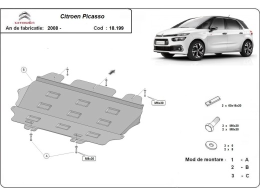 Stalowa Osłona pod silnik Citroen C4 Picasso