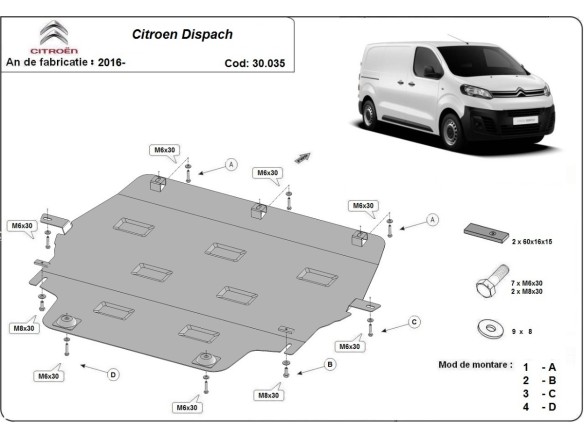 Stalowa Osłona pod silnik Citroen Dispatch