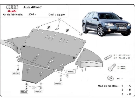 Stalowa Osłona pod silnik Audi A6 Allroad 2 - avec latéraux