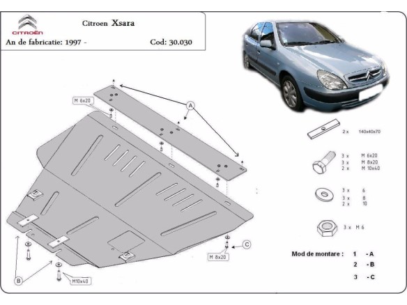 Stalowa Osłona pod silnik Citroen Xsara