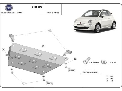 Stalowa Osłona pod silnik Fiat 500
