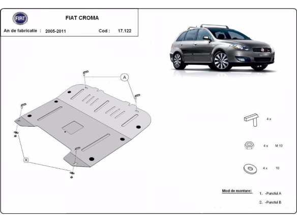 Stalowa Osłona pod silnik Fiat Croma