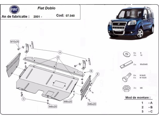 Stalowa Osłona pod silnik Fiat Doblo