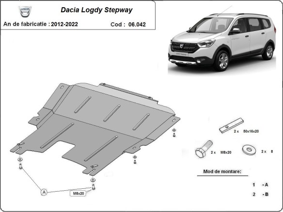 Stalowa Osłona pod silnik Dacia Lodgy Stepway