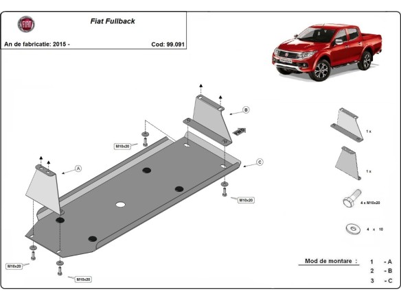 Stalowa Osłona zbiornika paliwa Fiat Fullback