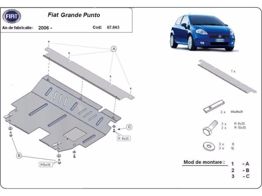 Stalowa Osłona pod silnik Fiat Grande Punto