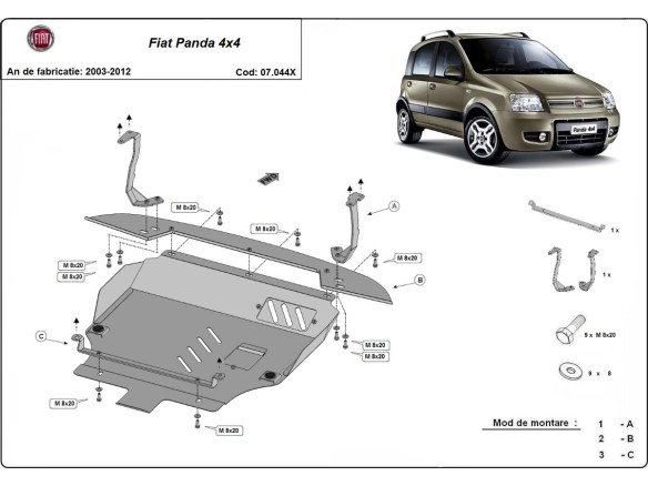 Stalowa Osłona pod silnik Fiat Panda 4x4