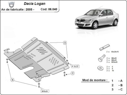 Stalowa Osłona pod silnik Dacia Logan 1