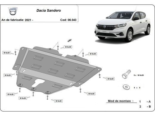 Stalowa Osłona pod silnik Dacia Sandero 3