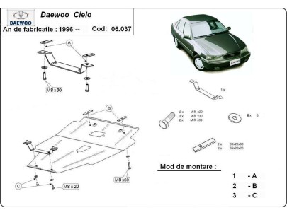 Stalowa Osłona pod silnik Daewoo Cielo