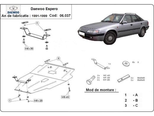 Stalowa Osłona pod silnik Daewoo Espero