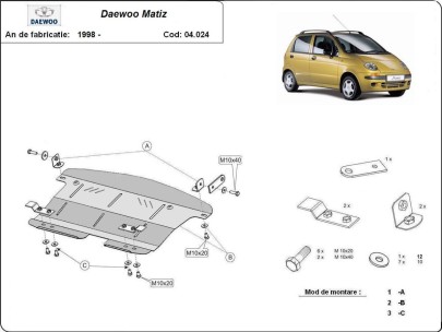 Stalowa Osłona pod silnik Daewoo Matiz