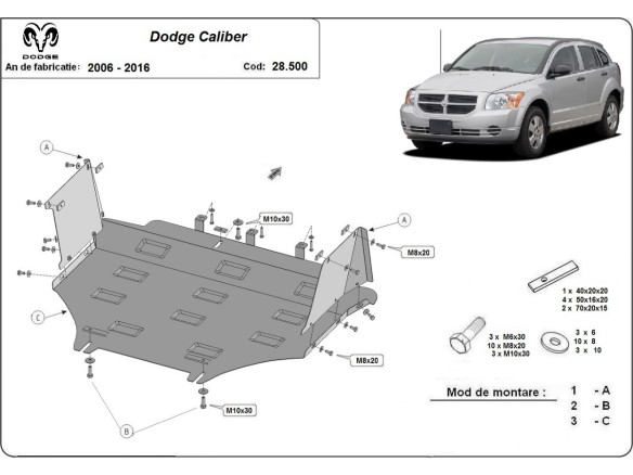 Stalowa Osłona pod silnik Dodge Caliber