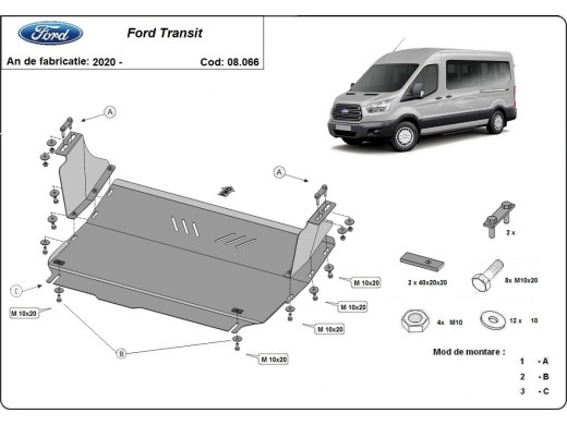 Stalowa Osłona pod silnik Ford Transit - FWD