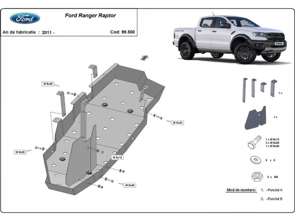Stalowa Osłona zbiornika paliwa Ford Ranger Raptor