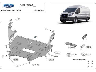 Stalowa Osłona pod silnik Ford Transit  - 4x4