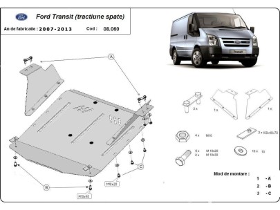 Stalowa Osłona pod silnik Ford Transit - RWD
