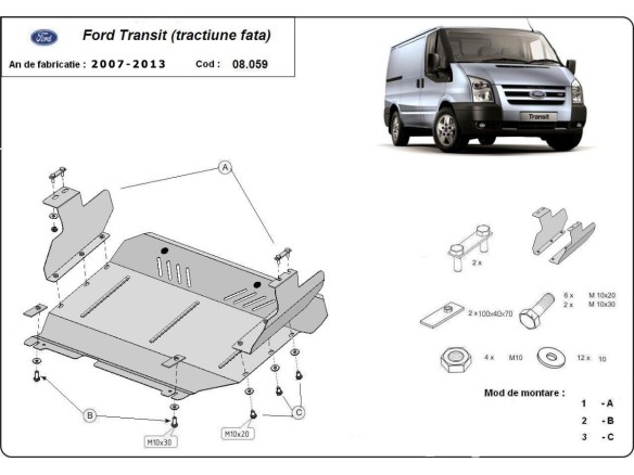 Stalowa Osłona pod silnik Ford Transit -FWD