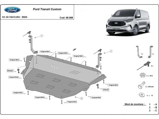 Stalowa Osłona pod silnik Ford Transit Custom