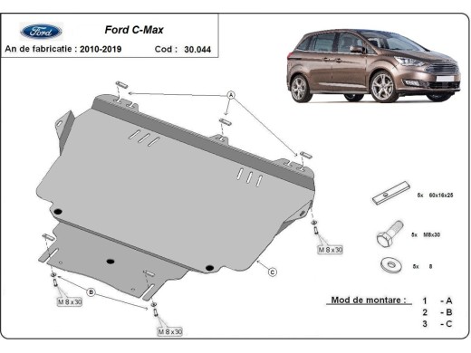 Stalowa Osłona pod silnik Ford C - Max