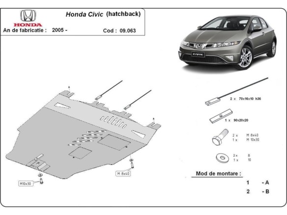Stalowa Osłona pod silnik Honda Civic (hayon)