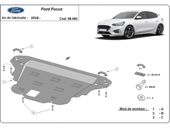 Stalowa Osłona pod silnik Ford Focus 4