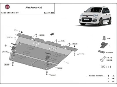 Stalowa Osłona pod silnik Fiat Panda 4x2